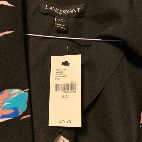 Lane Bryant black floral blazer quarter length sleeve with tie size 18/20 - Picture 6 of 6